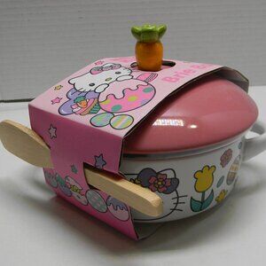 Sanrio Hello Kitty Easter Brie Baker Pink Lid Wooden Spoon Carrot Eggs NEW